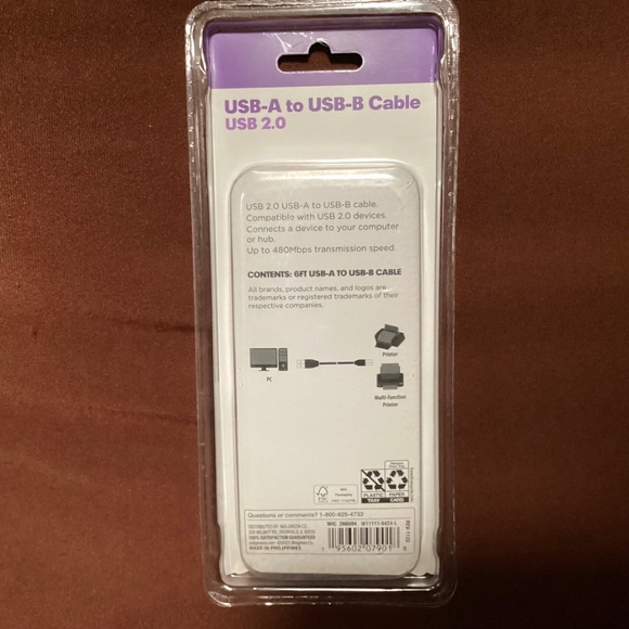 Infinitive USB-A to USB-B Cable USB 2.0 6 ft. NEW - Picture 3 of 4